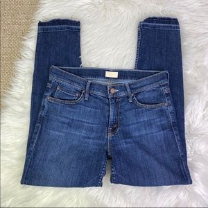 Mother The Drop Out Drop Hem Fray Blue jeans